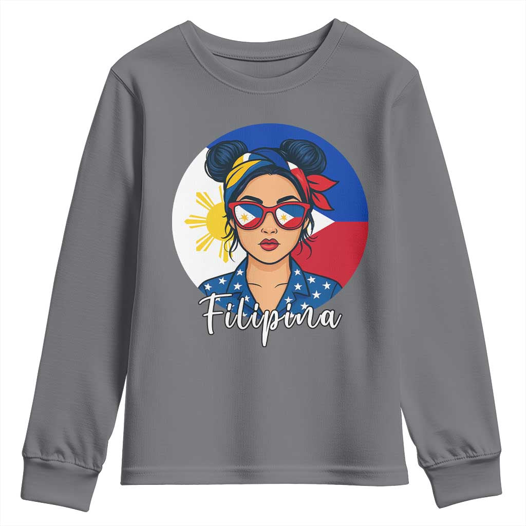Philippines Girl Filipina Youth Sweatshirt Flag Filipino Pride TS12 Charcoal Print Your Wear