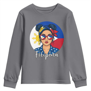 Philippines Girl Filipina Youth Sweatshirt Flag Filipino Pride TS12 Charcoal Print Your Wear