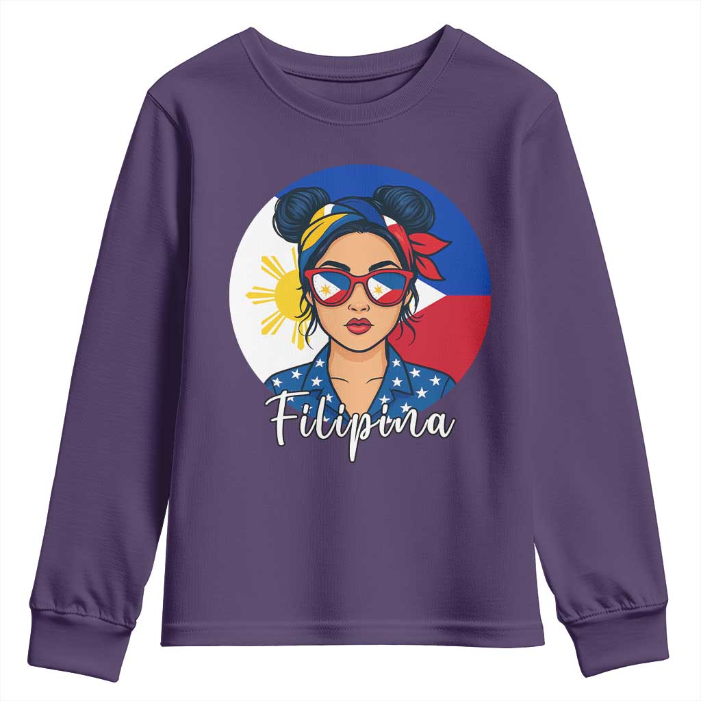 Philippines Girl Filipina Youth Sweatshirt Flag Filipino Pride TS12 Purple Print Your Wear