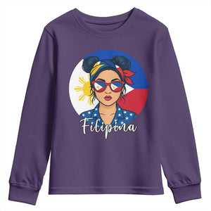 Philippines Girl Filipina Youth Sweatshirt Flag Filipino Pride TS12 Purple Print Your Wear