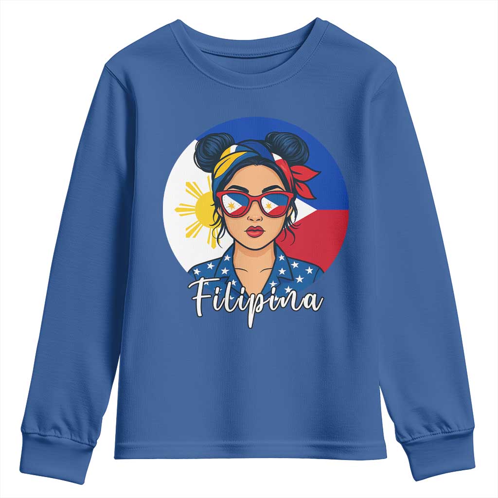 Philippines Girl Filipina Youth Sweatshirt Flag Filipino Pride TS12 Royal Blue Print Your Wear