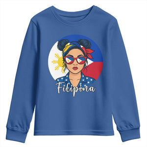 Philippines Girl Filipina Youth Sweatshirt Flag Filipino Pride TS12 Royal Blue Print Your Wear