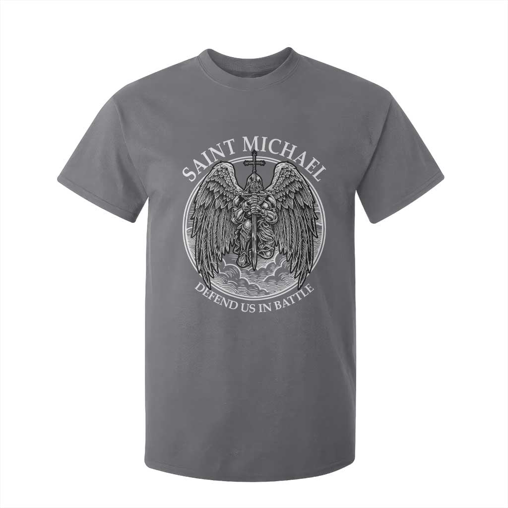 Saint Michael The Archangel T Shirt For Kid Defend Us In Battle Christian Faith TS12 Charcoal Print Your Wear