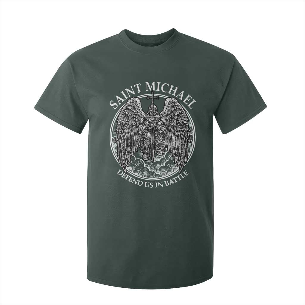 Saint Michael The Archangel T Shirt For Kid Defend Us In Battle Christian Faith TS12 Dark Forest Green Print Your Wear