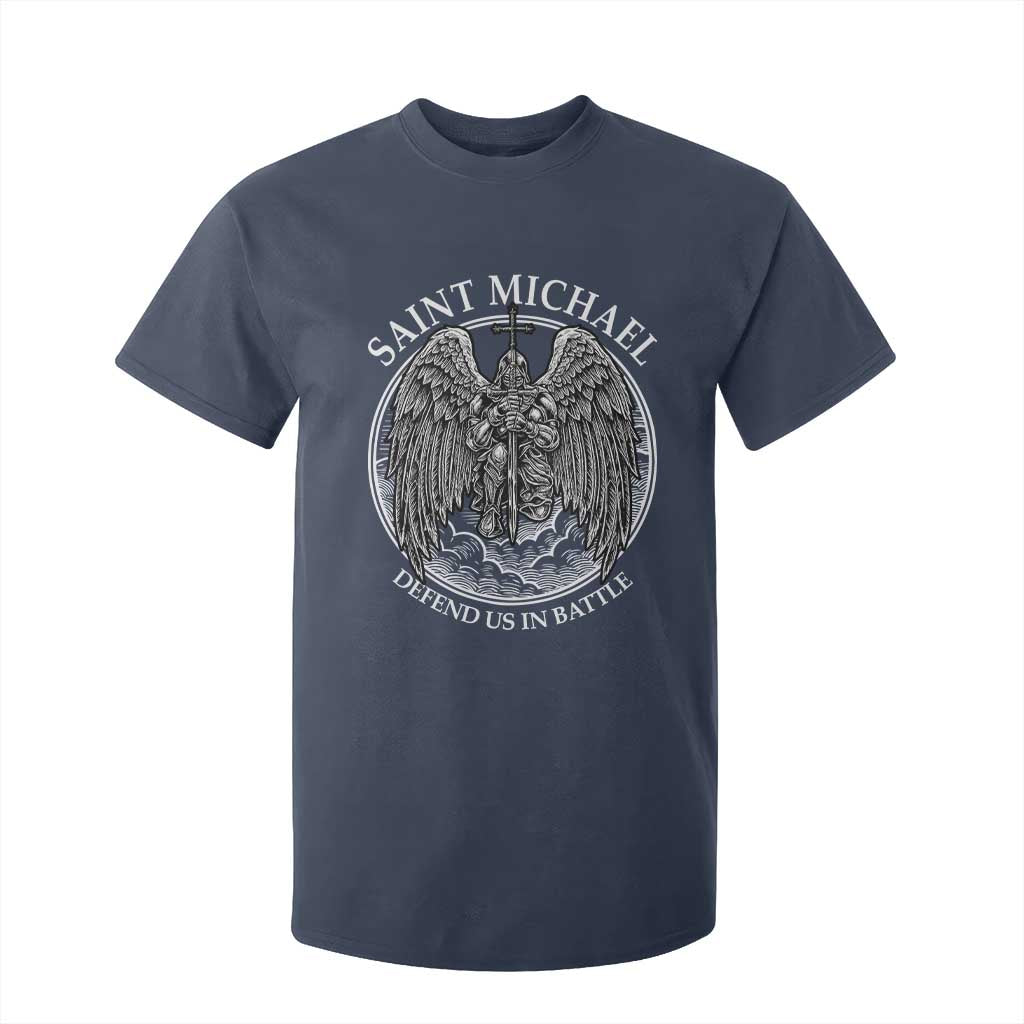 Saint Michael The Archangel T Shirt For Kid Defend Us In Battle Christian Faith TS12 Navy Print Your Wear