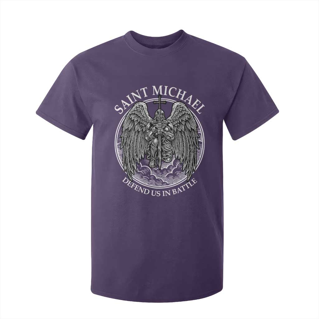 Saint Michael The Archangel T Shirt For Kid Defend Us In Battle Christian Faith TS12 Purple Print Your Wear