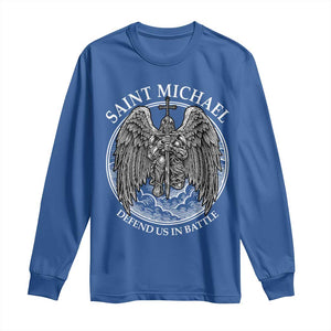 Saint Michael The Archangel Long Sleeve Shirt Defend Us In Battle Christian Faith TS12 Royal Blue Print Your Wear