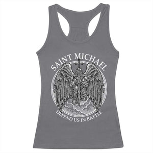 Saint Michael The Archangel Racerback Tank Top Defend Us In Battle Christian Faith TS12 Charcoal Print Your Wear