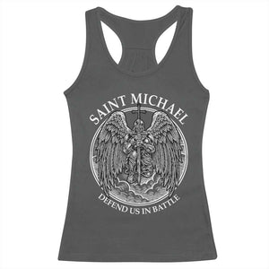 Saint Michael The Archangel Racerback Tank Top Defend Us In Battle Christian Faith TS12 Dark Heather Print Your Wear