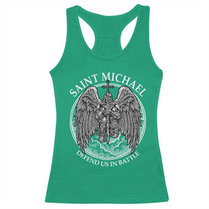 Saint Michael The Archangel Racerback Tank Top Defend Us In Battle Christian Faith TS12 Irish Green Print Your Wear