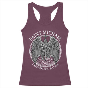 Saint Michael The Archangel Racerback Tank Top Defend Us In Battle Christian Faith TS12 Maroon Print Your Wear