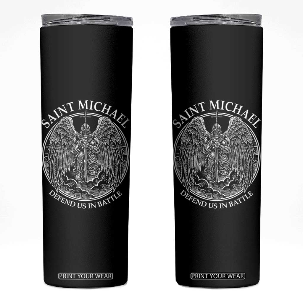 Saint Michael The Archangel Skinny Tumbler Defend Us In Battle Christian Faith TS12 Black Print Your Wear