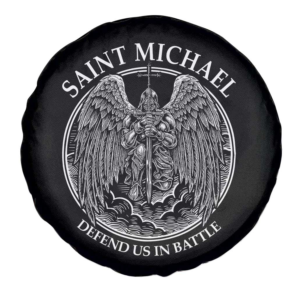 Saint Michael The Archangel Spare Tire Cover Defend Us In Battle Christian Faith TS12 Print Your Wear