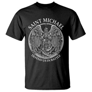 Saint Michael The Archangel T Shirt Defend Us In Battle Christian Faith TS12 Black Print Your Wear