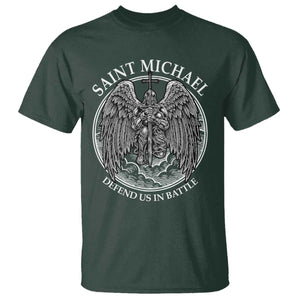 Saint Michael The Archangel T Shirt Defend Us In Battle Christian Faith TS12 Dark Forest Green Print Your Wear