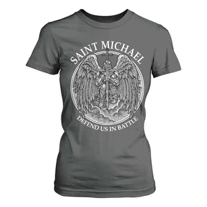 Saint Michael The Archangel T Shirt For Women Defend Us In Battle Christian Faith TS12 Dark Heather Print Your Wear