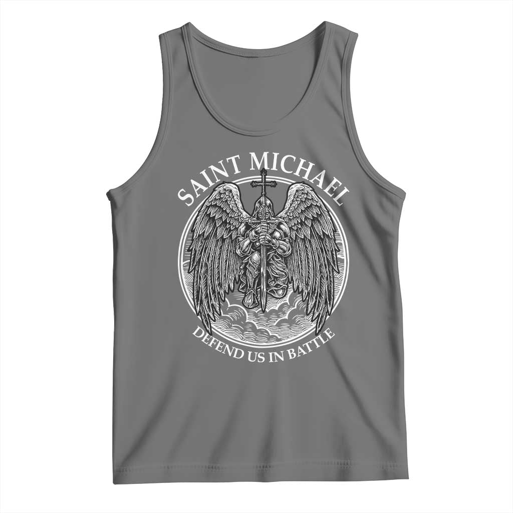 Saint Michael The Archangel Tank Top Defend Us In Battle Christian Faith TS12 Black Heather Print Your Wear