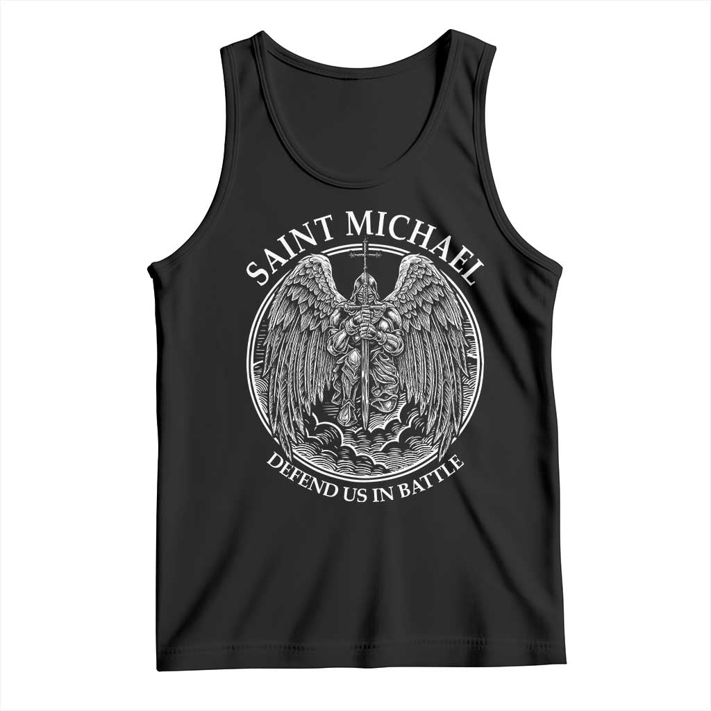 Saint Michael The Archangel Tank Top Defend Us In Battle Christian Faith TS12 Black Print Your Wear