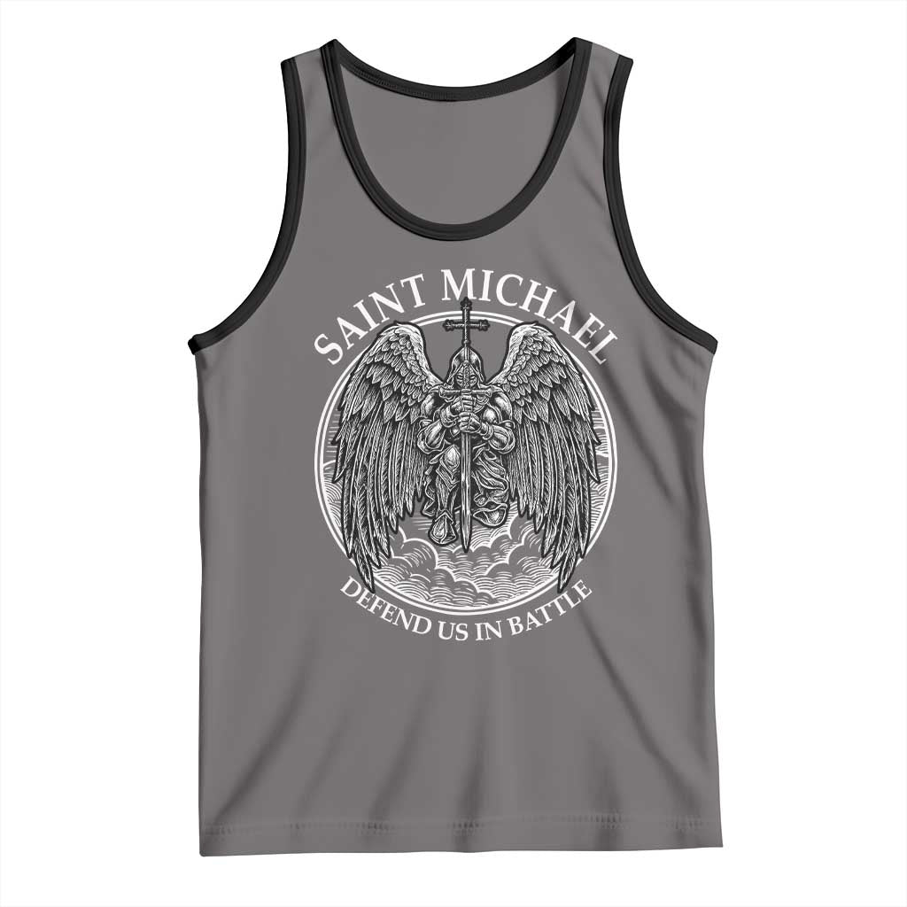Saint Michael The Archangel Tank Top Defend Us In Battle Christian Faith TS12 Deep Heather Black Print Your Wear