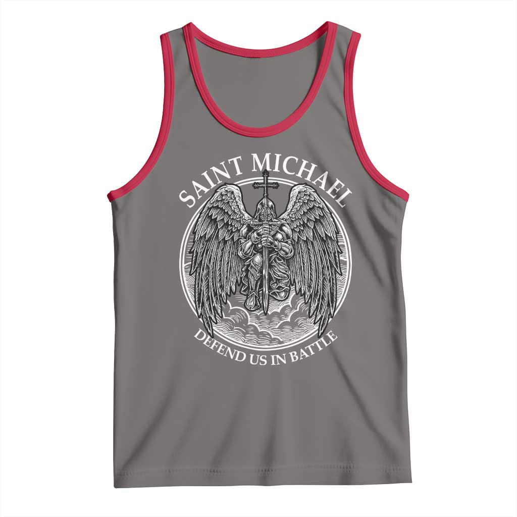 Saint Michael The Archangel Tank Top Defend Us In Battle Christian Faith TS12 Deep Heather Red Print Your Wear