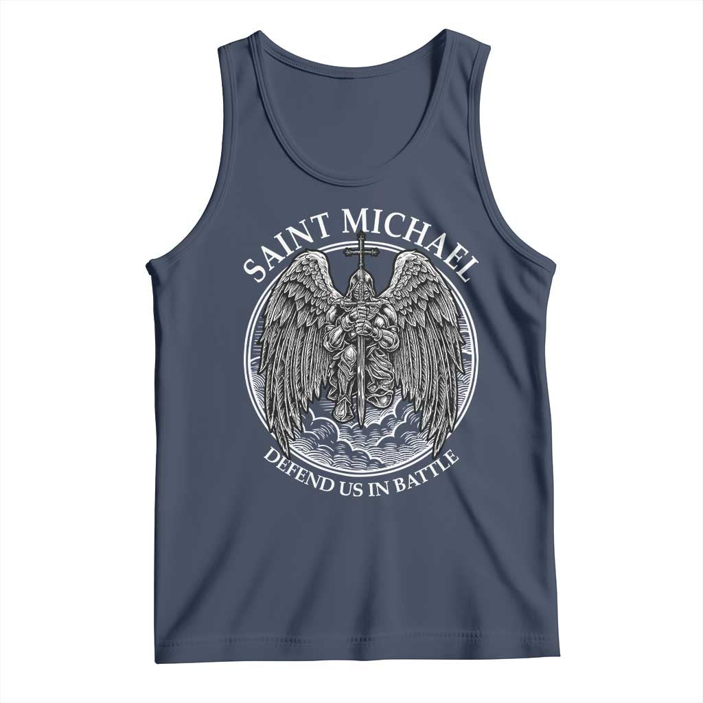 Saint Michael The Archangel Tank Top Defend Us In Battle Christian Faith TS12 Navy Print Your Wear