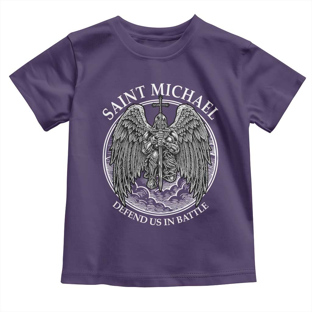 Saint Michael The Archangel Toddler T Shirt Defend Us In Battle Christian Faith TS12 Purple Print Your Wear