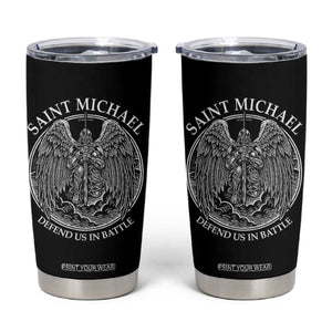 Saint Michael The Archangel Tumbler Cup Defend Us In Battle Christian Faith TS12 Black Print Your Wear