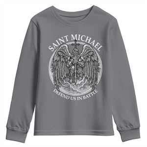 Saint Michael The Archangel Youth Sweatshirt Defend Us In Battle Christian Faith TS12 Charcoal Print Your Wear