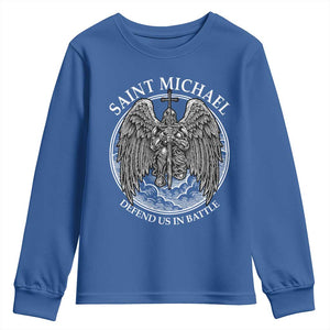 Saint Michael The Archangel Youth Sweatshirt Defend Us In Battle Christian Faith TS12 Royal Blue Print Your Wear