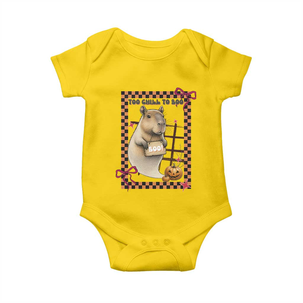 Halloween Capybara Baby Onesie Funny Too Chill To Boo TS12 Daisy Print Your Wear