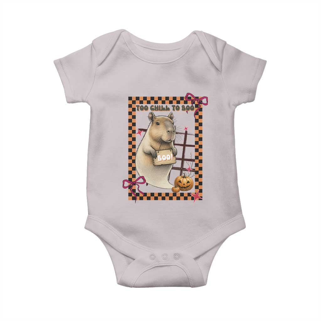 Halloween Capybara Baby Onesie Funny Too Chill To Boo TS12 Ice Gray Print Your Wear