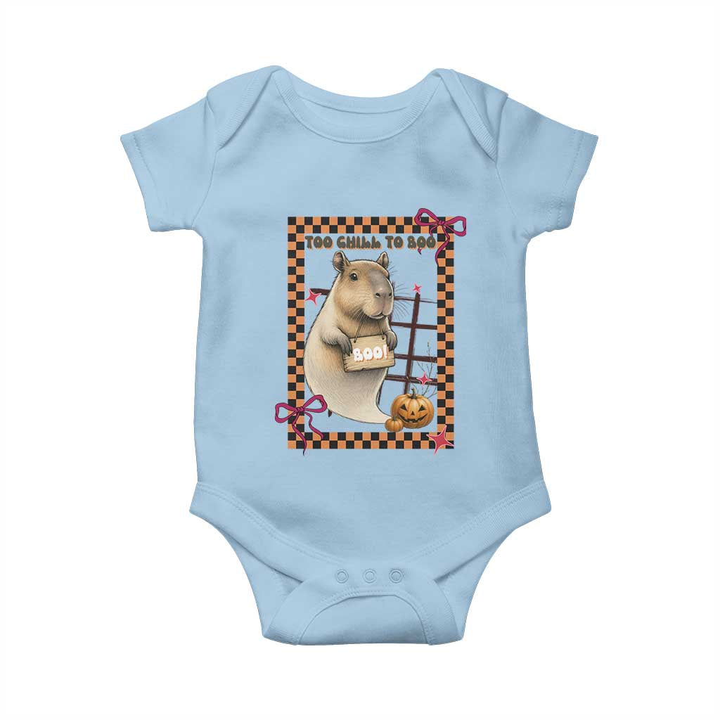 Halloween Capybara Baby Onesie Funny Too Chill To Boo TS12 Light Blue Print Your Wear