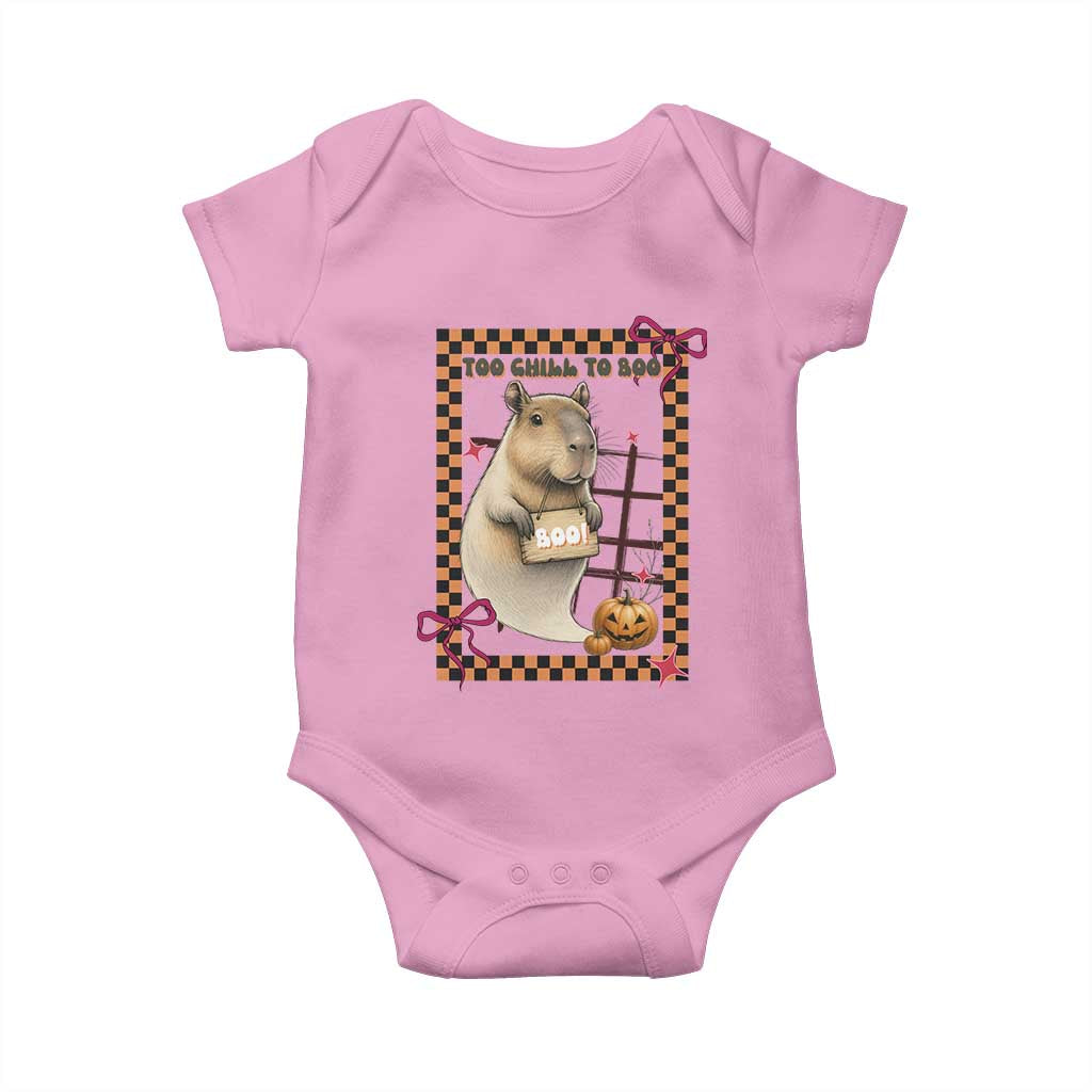 Halloween Capybara Baby Onesie Funny Too Chill To Boo TS12 Light Pink Print Your Wear