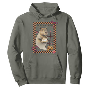 Halloween Capybara Hoodie Funny Too Chill To Boo TS12 Military Green Print Your Wear