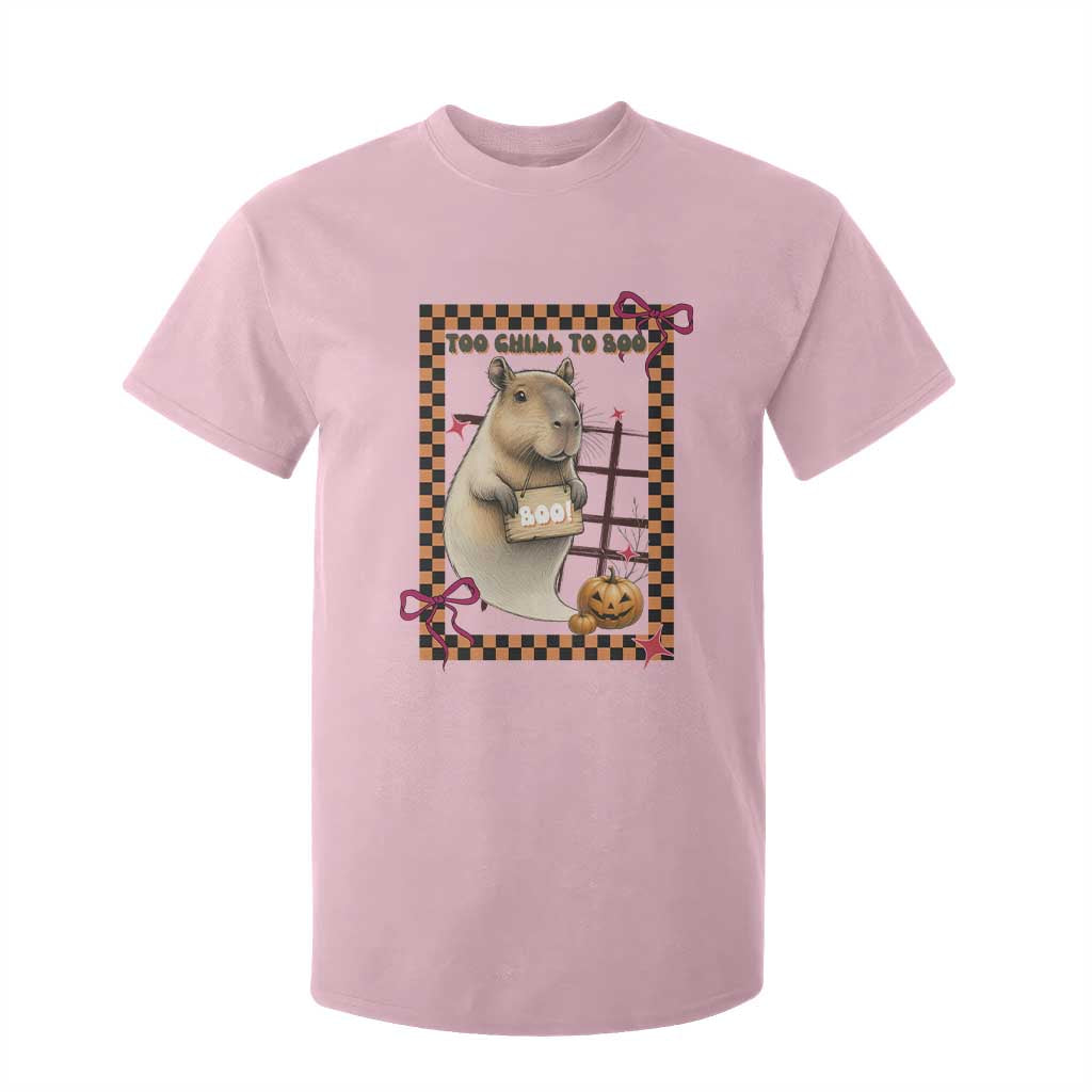 Halloween Capybara T Shirt For Kid Funny Too Chill To Boo TS12 Light Pink Print Your Wear