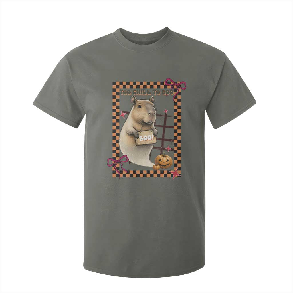 Halloween Capybara T Shirt For Kid Funny Too Chill To Boo TS12 Military Green Print Your Wear