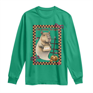 Halloween Capybara Long Sleeve Shirt Funny Too Chill To Boo TS12 Irish Green Print Your Wear