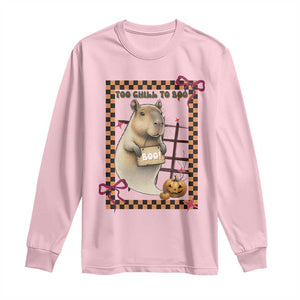 Halloween Capybara Long Sleeve Shirt Funny Too Chill To Boo TS12 Light Pink Print Your Wear