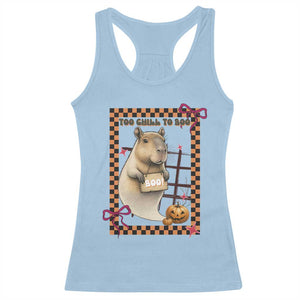 Halloween Capybara Racerback Tank Top Funny Too Chill To Boo TS12 Light Blue Print Your Wear