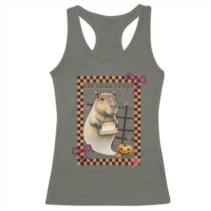 Halloween Capybara Racerback Tank Top Funny Too Chill To Boo TS12 Military Green Print Your Wear