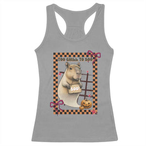 Halloween Capybara Racerback Tank Top Funny Too Chill To Boo TS12 Sport Gray Print Your Wear