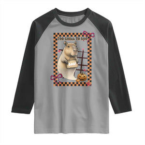 Halloween Capybara Raglan Shirt Funny Too Chill To Boo TS12 Sport Gray Black Print Your Wear