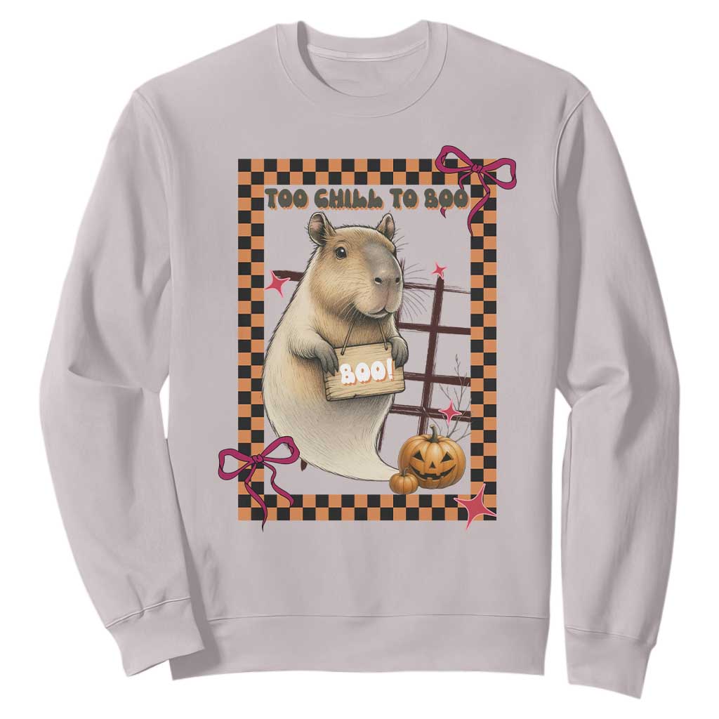 Halloween Capybara Sweatshirt Funny Too Chill To Boo TS12 Ice Gray Print Your Wear