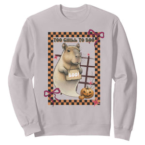 Halloween Capybara Sweatshirt Funny Too Chill To Boo TS12 Ice Gray Print Your Wear