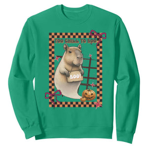 Halloween Capybara Sweatshirt Funny Too Chill To Boo TS12 Irish Green Print Your Wear