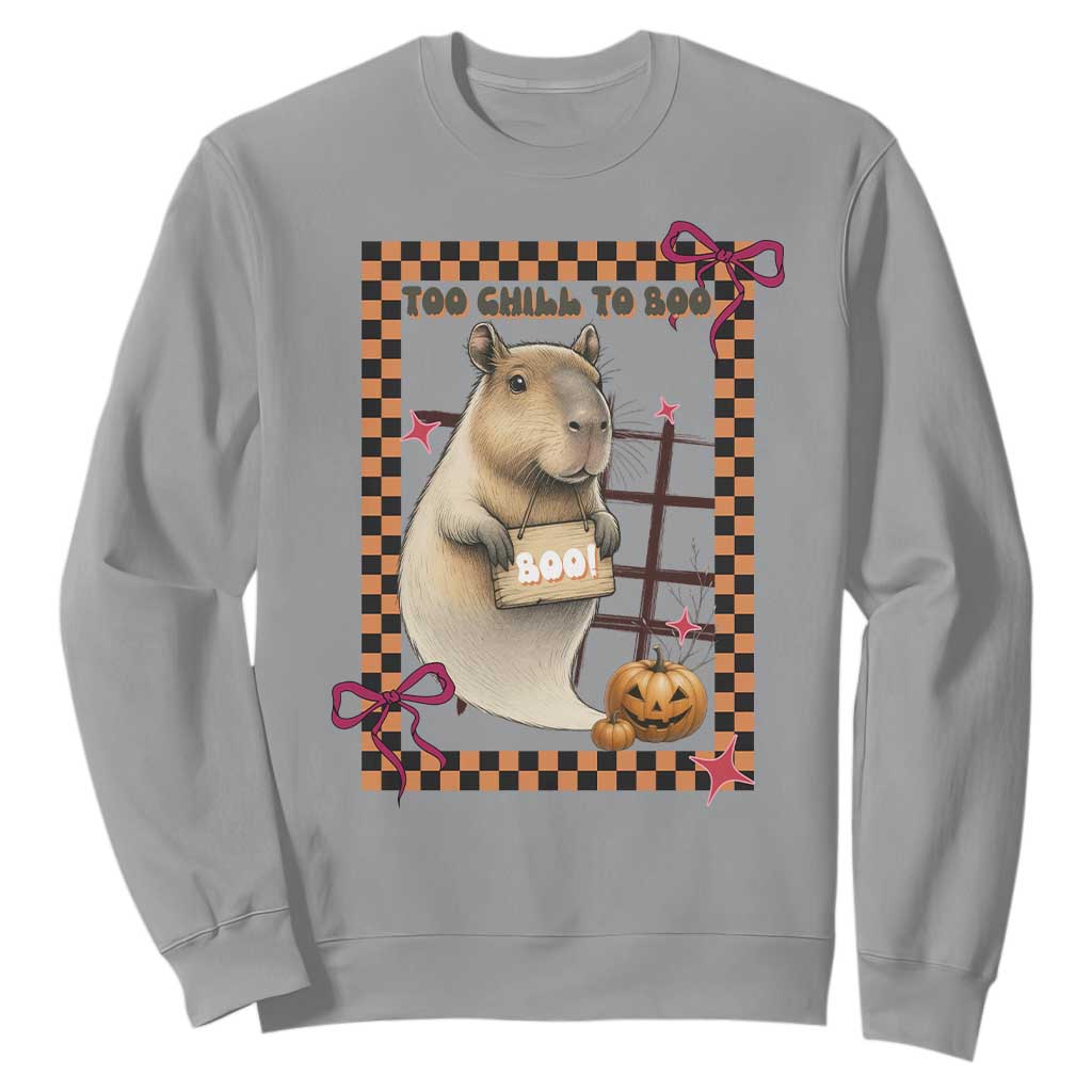Halloween Capybara Sweatshirt Funny Too Chill To Boo TS12 Sport Gray Print Your Wear