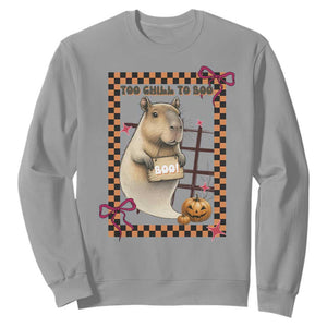 Halloween Capybara Sweatshirt Funny Too Chill To Boo TS12 Sport Gray Print Your Wear