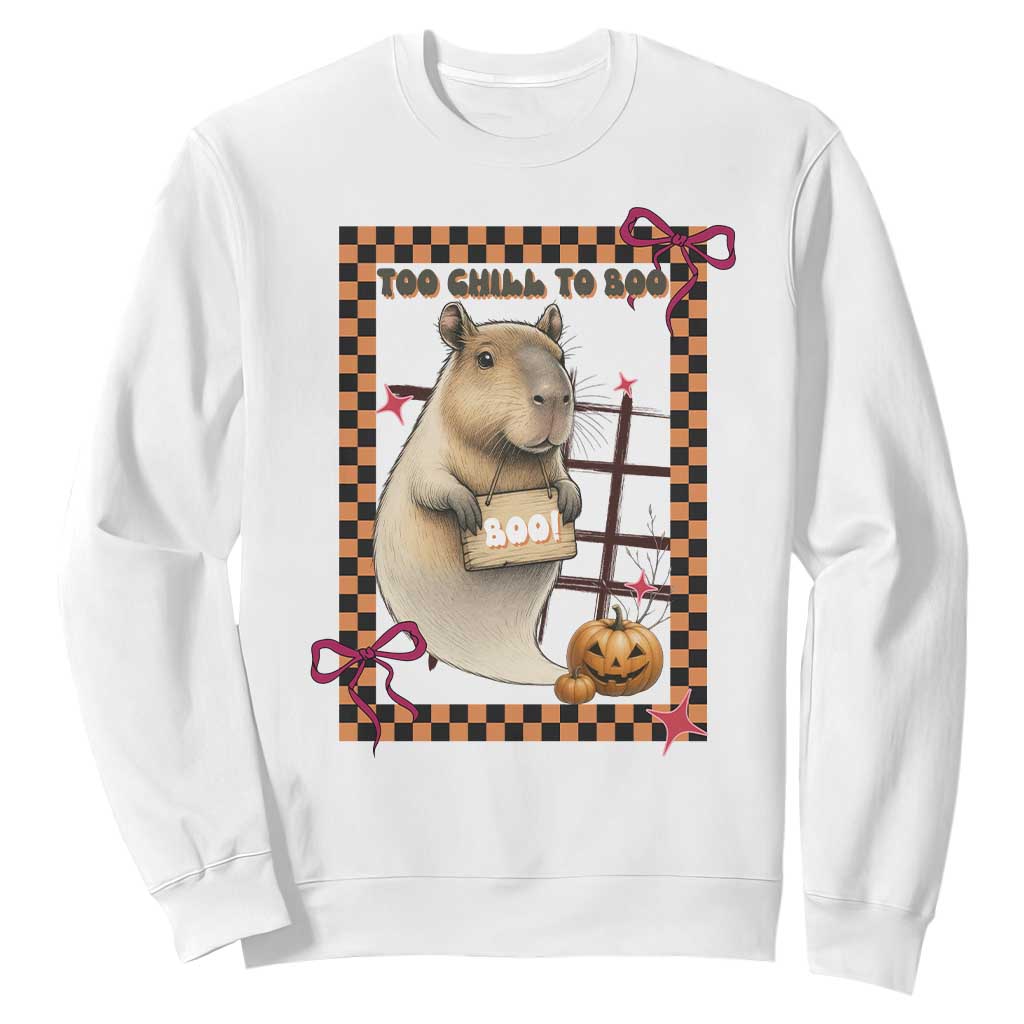 Halloween Capybara Sweatshirt Funny Too Chill To Boo TS12 White Print Your Wear