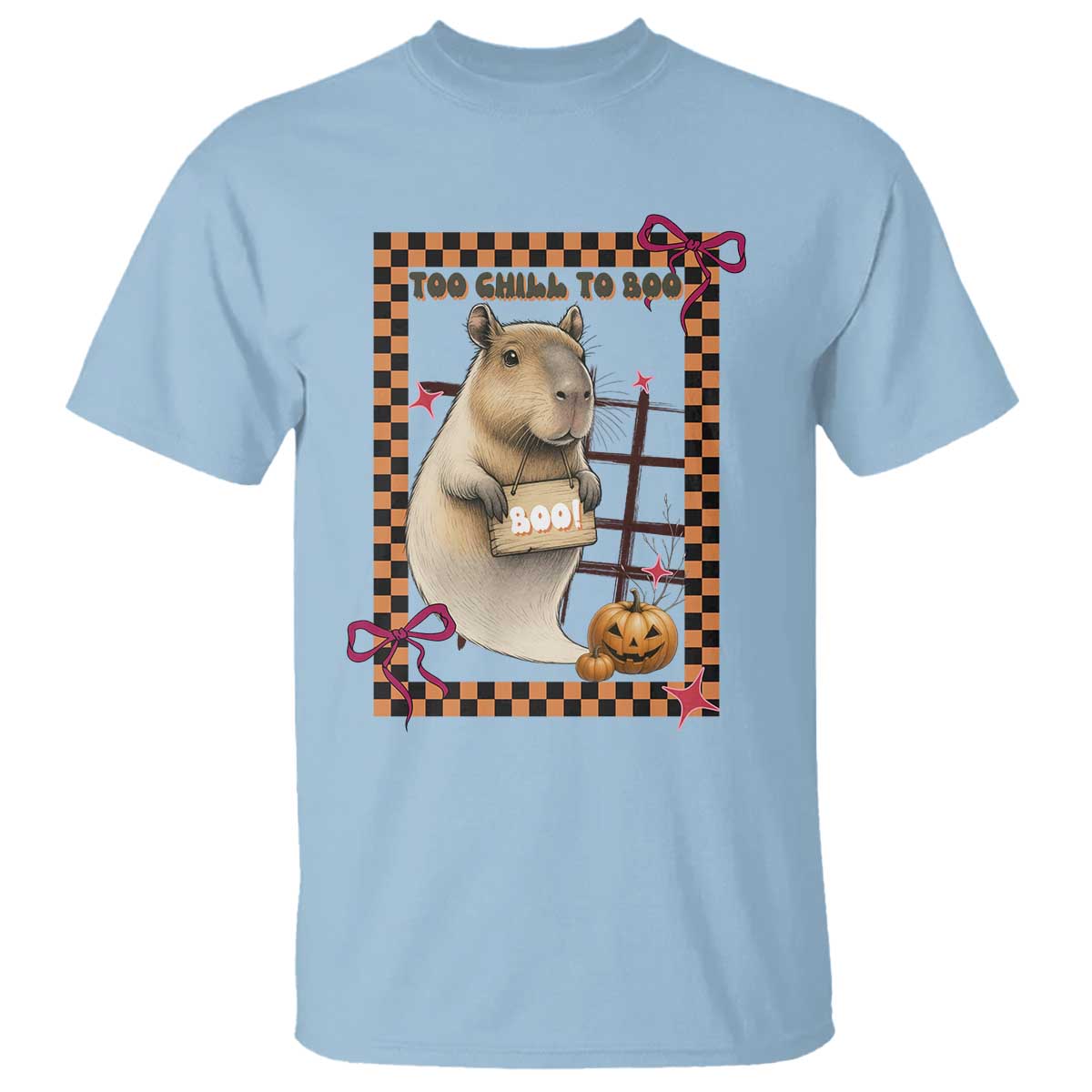 Halloween Capybara T Shirt Funny Too Chill To Boo TS12 Light Blue Print Your Wear