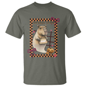 Halloween Capybara T Shirt Funny Too Chill To Boo TS12 Military Green Print Your Wear
